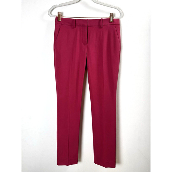 Theory Magenta Virgin Wool Blend Dress Pants Preppy Classy Chic Work Office 00 - Picture 1 of 6